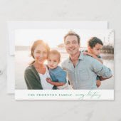 Elegante Groene VROLIJKE KERSTMIS Fotocollage Feestdagenkaart (Voorkant)