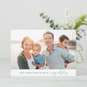 Elegante Groene VROLIJKE KERSTMIS Fotocollage Feestdagenkaart (Staand voorkant)