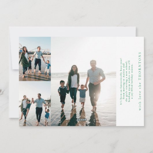 Elegante Groene VROLIJKE KERSTMIS Fotocollage Feestdagenkaart (Achterkant)