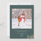 Elegante groene vrolijke kerstvakantie fotokaart feestdagenkaart (Achterkant)