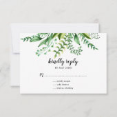 Elegante groene watercolor botanische trouw-RSVP Kaart (Voorkant)