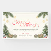 Elegante groene watercolor Kerstmis banner (Horizontaal)