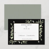 Elegante Groene Waterverf Bladeren RSVP Kaart (Voorkant / Achterkant)