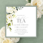 Elegante Groene Waterverf Bloemen Bruids Theedouch Kaart