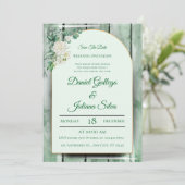 Elegante groene Waterverf bloemenbruiloft uitnodig Kaart (Staand voorkant)