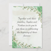 Elegante groene Waterverf bloemenbruiloft uitnodig Kaart (Achterkant)