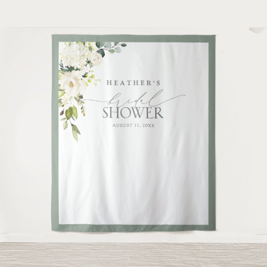 Elegante groene waterverf bloemenshowers fotocabin wandkleed (Voorkant)