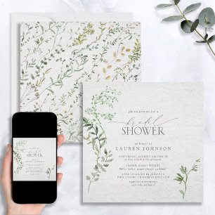 Elegante groene waterverf bloemige bruidsdouche kaart