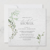 Elegante groene waterverf bloemige bruidsdouche kaart (Voorkant)