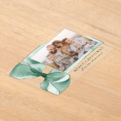 Elegante Groene Waterverf Bow Foto Vakantie Kaart Acryl Uitnodigingen (Laagn)