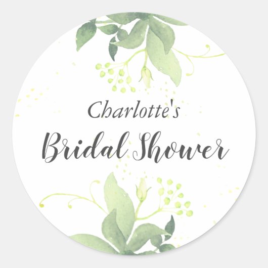 Elegante Groene Waterverf Bruiloft Sticker (Voorkant)