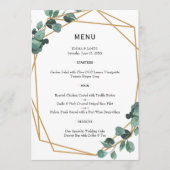 Elegante Groene Waterverf Bruiloftsmenu Menu (Voorkant)