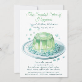 Elegante groene Waterverf Cake Verjaardagsuitnodig Kaart