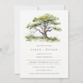 Elegante groene Waterverf eikenboom bruiloft Kaart (Voorkant)