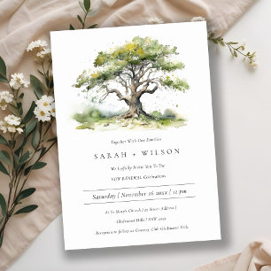 Elegante Groene Waterverf Eikenboom Gelofte Vernie Kaart