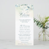 Elegante groene waterverf Eucalyptus bruiloft Programmakaart (Staand voorkant)