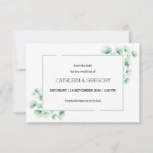 Elegante groene Waterverf Eucalyptus verlaat bruil Save The Date (Voorkant)