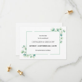 Elegante groene Waterverf Eucalyptus verlaat bruil Save The Date