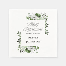 Elegante Groene Waterverf Floral Retirement Party Servet