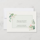 Elegante groene Waterverf Floral RSVP Response Kaa (Voorkant)