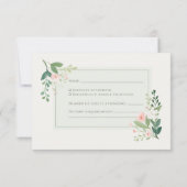 Elegante groene Waterverf Floral RSVP Response Kaa (Achterkant)