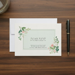 Elegante groene Waterverf Floral RSVP Response Kaa Kaartje