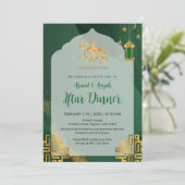 Elegante groene waterverf Iftar-diner Kaart (Staand voorkant)