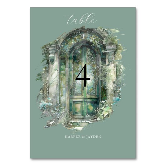 Elegante groene Waterverf landschap bruiloft Kaart (Voorkant)