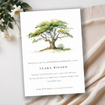 Elegante Groene Waterverf Oak Tree Verjaardag