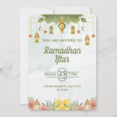 Elegante groene Waterverf Ramadan Iftar Uitnodigin Kaart (Voorkant)