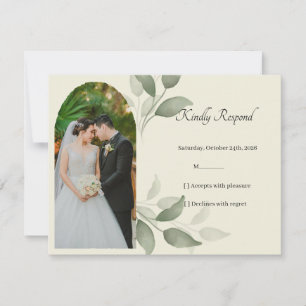 Elegante groene waterverf trouw RSVP kaart Notitiekaartje