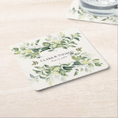 Elegante groene Waterverf | Trouwpapier Onderzette Kartonnen Onderzetters (Schuin)