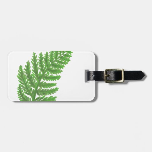 Elegante groene waterverf varens bos bladeren bagagelabel (Voorkant horizontaal)