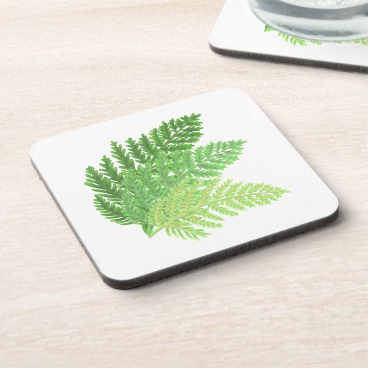 Elegante groene waterverf varens bos bladeren bier onderzetter (Linkerzijde)