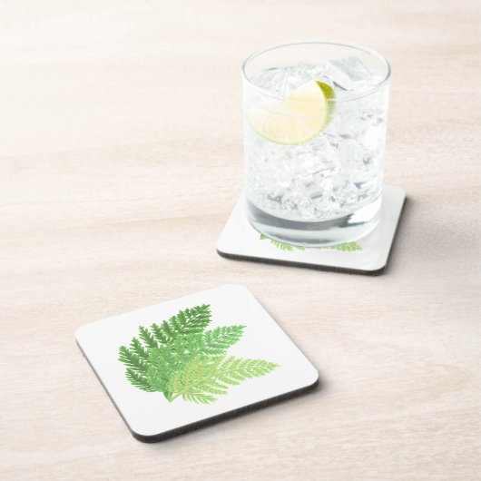 Elegante groene waterverf varens bos bladeren bier onderzetter (Rechterzijde)