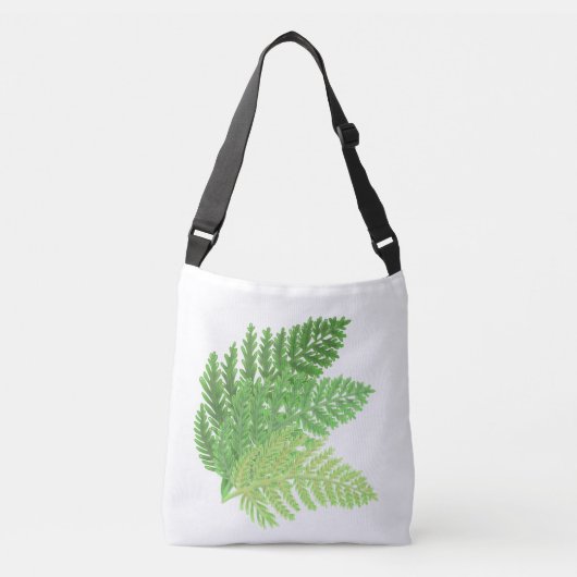 Elegante groene waterverf varens bos bladeren crossbody tas (Voorkant)