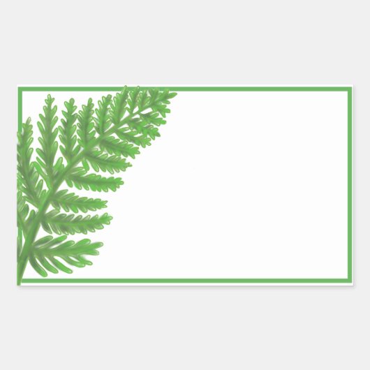 Elegante groene waterverf varens bos bladeren rechthoekige sticker (Voorkant)