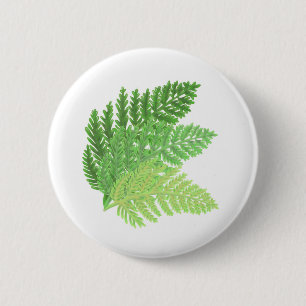 Elegante groene waterverf varens bos bladeren ronde button 5,7 cm