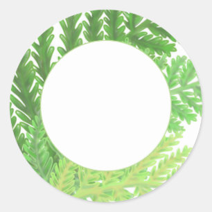 Elegante groene waterverf varens bos bladeren ronde sticker