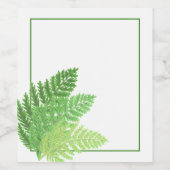 Elegante groene waterverf varens bos bladeren wijn etiket (Enkel label)