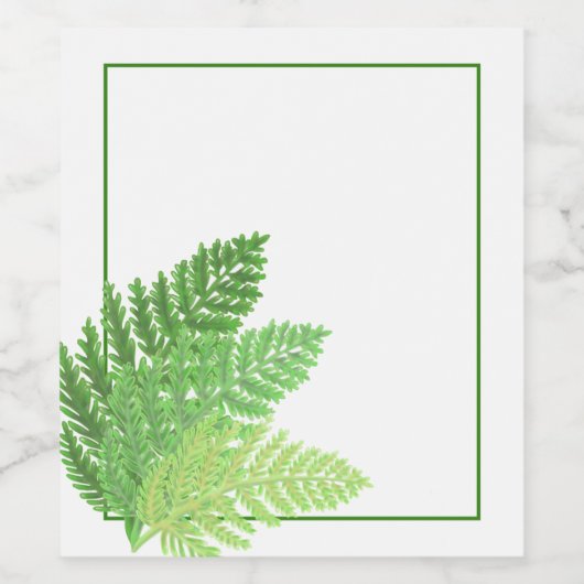 Elegante groene waterverf varens bos bladeren wijn etiket (Enkel label)