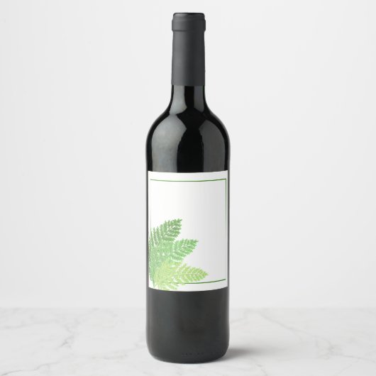 Elegante groene waterverf varens bos bladeren wijn etiket (Voorkant)