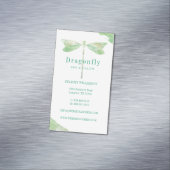 Elegante groene Waterverf Wash Dragonfly Logo Magnetisch Visitekaartje (Voorbeeld)
