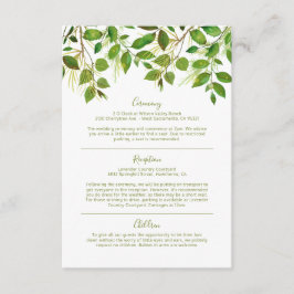 Elegante groene weide-huwelijksinformatie informatiekaartje