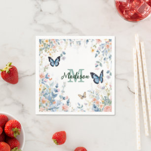 elegante groene wilde bloem Boho monogram in bloei Servet
