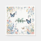 elegante groene wilde bloem Boho monogram in bloei Servet (Voorkant)