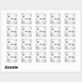 elegante groene wilde bloem Boho monogram in bloei Vierkante Sticker (Vel)