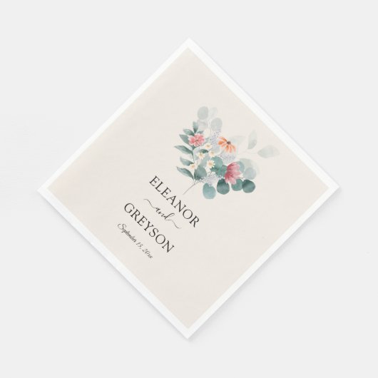 Elegante groene wilde bloem bruiloft servet (Hoek)