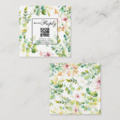 Elegante groene wilde bloem RSVP QR-code Informatiekaartje (Voorkant / Achterkant)