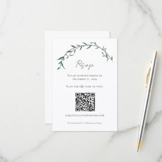 Elegante Groene Wilgenboog Huwelijks-QR-RSVP-kaart RSVP Kaartje